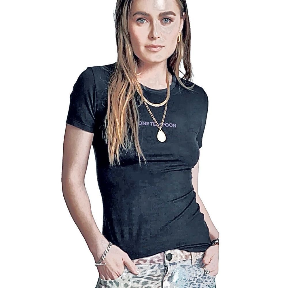 NWT One Teaspoon Organic Mineral Wash Spell Out Tee- Black size large / XL